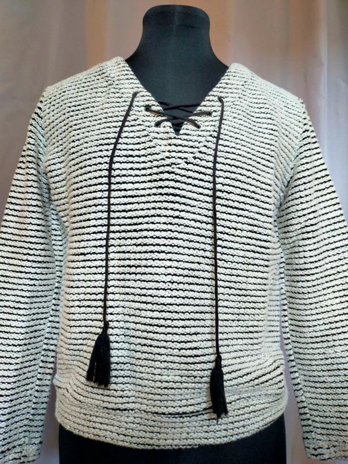 Haut rayé à lacets Naf Naf – Taille M – Femme - photo numéro 4