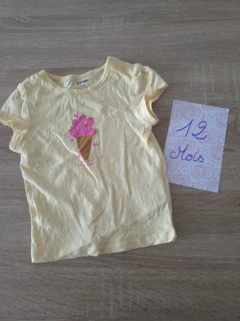 Tshirt glace jaune 12 mois