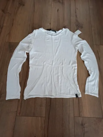 Pull fin blanc homme S manches longues.