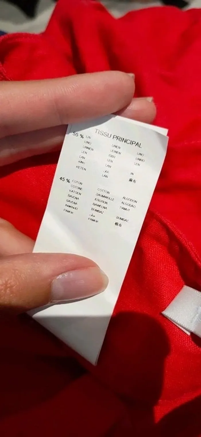 Pantalon en lin, rouge vif, neuf - photo numéro 5