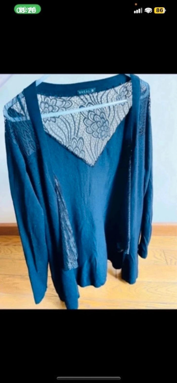 Sublime pull manche longue gilet noir breal avec dentelle - photo numéro 4