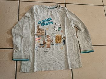 Tee shirt détective gris  manches longues Sergent major 5 ans