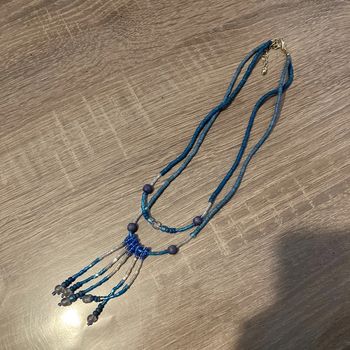 Collier en perles vintage | bleu 🌸