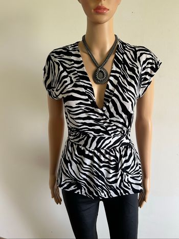 Blouse noire et blanche à manches courtes Morgan taille S TBE