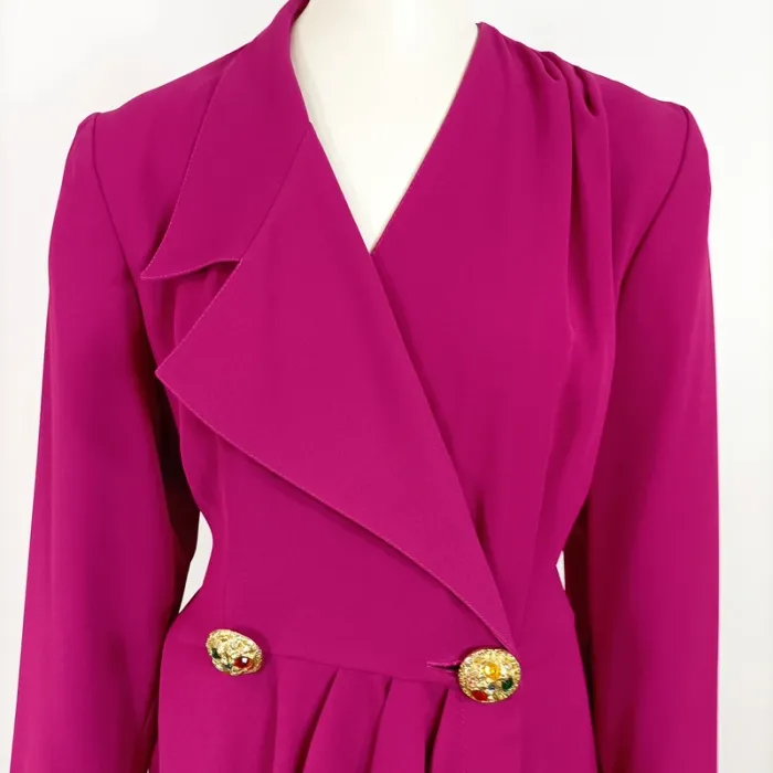 Robe blazer fuchsia à boutons bijoux dorés Vintage Élégante tendance - taille 42 estimée A668 - photo numéro 2