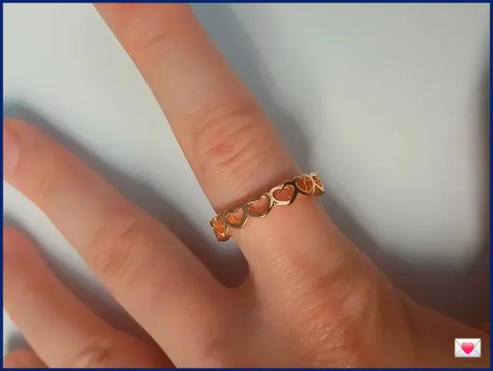 Bague dorée cœur en acier inoxydable