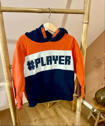 💜 Pull avec capuche orange & noir gemo 6 ans 💜