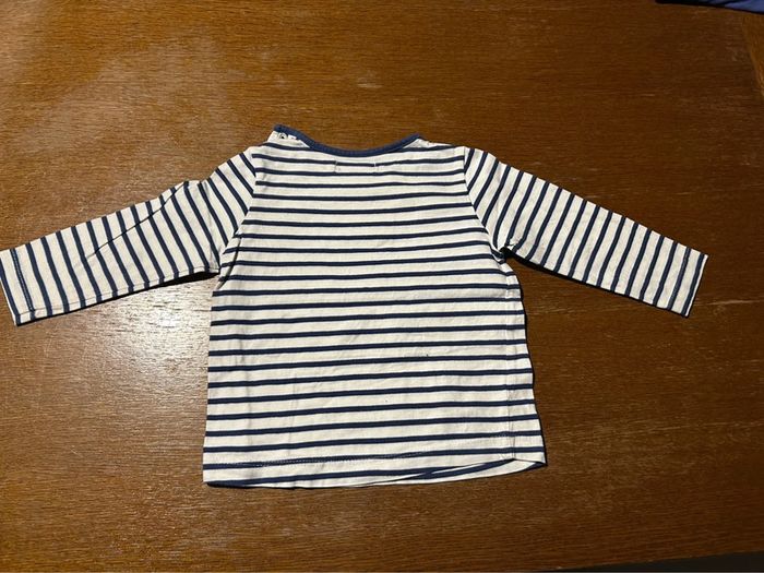 T-shirt manche longue rayé bleu et blanc - photo numéro 3