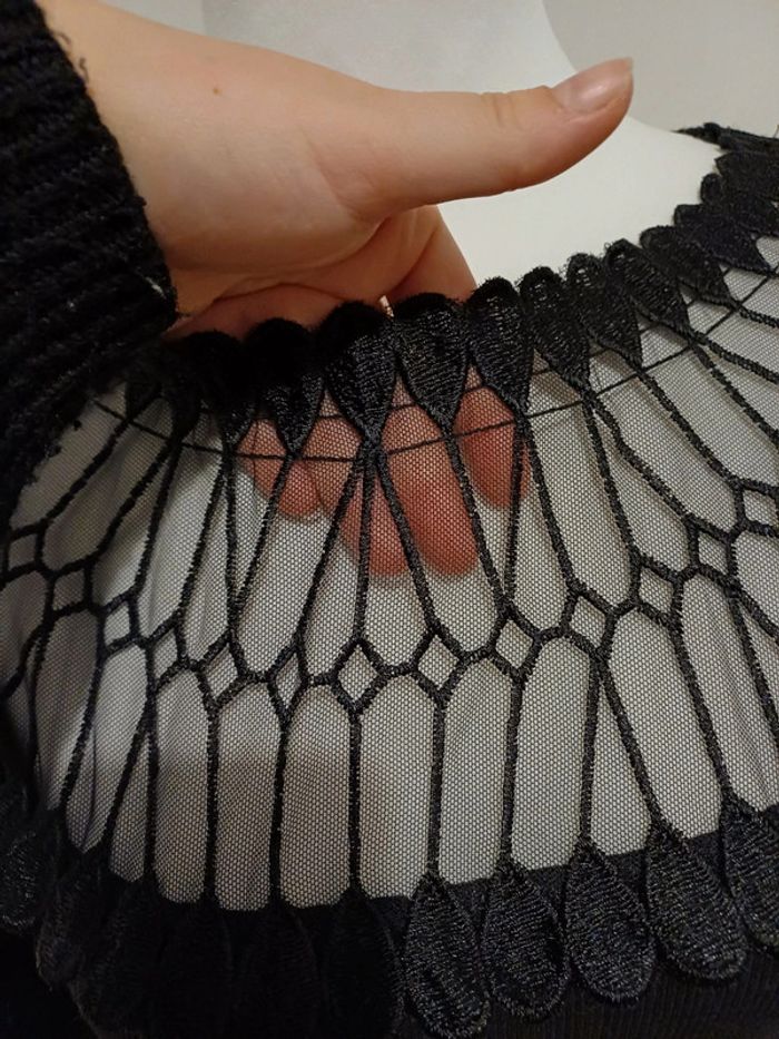 Blouse noire chic côtelée Giorgia taille S 36 - photo numéro 4