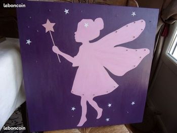 Cadre FEE lumineuse sur toile Violet/Rose