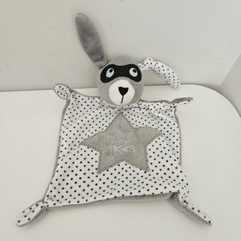 Doudou ikks lapin gris blanc