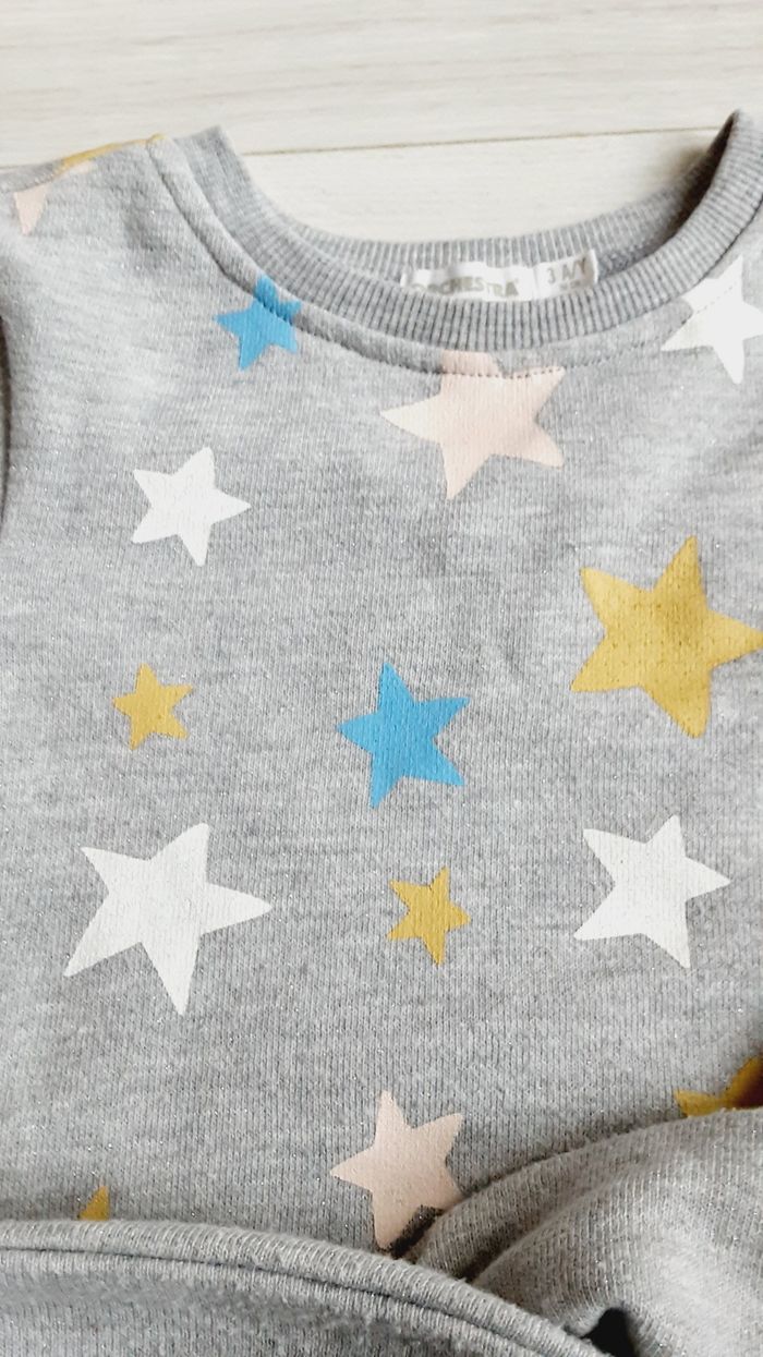 Vêtement fille robe pull grise étoiles Orchestra 3 ans - photo numéro 2