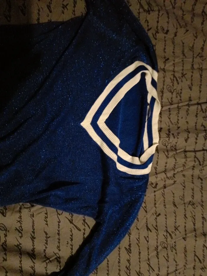 Pull mim xs paillettes bleu - photo numéro 2