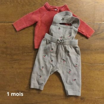 Ensemble gilet salopette fille hiver 1 mois