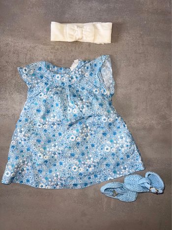 Ensemble Jacadi 3 mois Liberty été robe chaussons bandeau