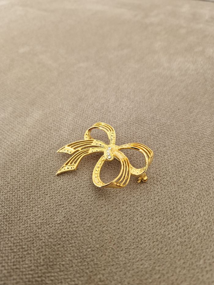 Broche noeud vintage dorée - photo numéro 5