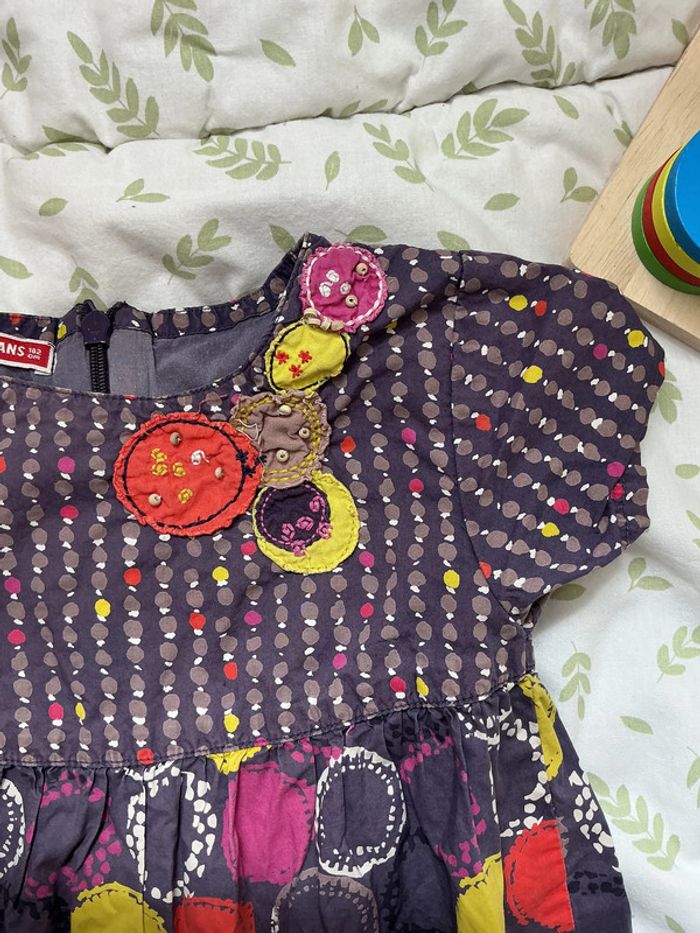 robe violet motifs multicolore du pareil au même 4 ans manches courtes - photo numéro 4