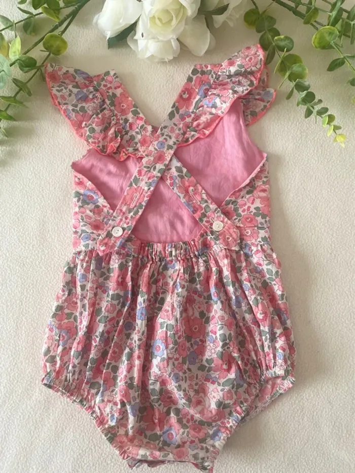 🌷 Barboteuse créatrice  – Liberty Betsy Tuileries – Taille 36 mois 🌷 - photo numéro 3