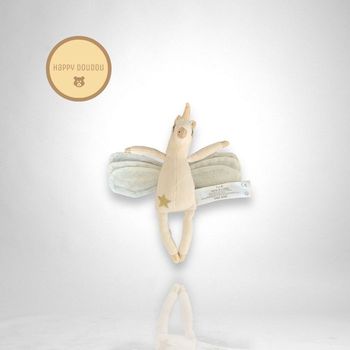 Peluche Licorne Blanche et dorée avec des ailes Tape a l'oeil A661