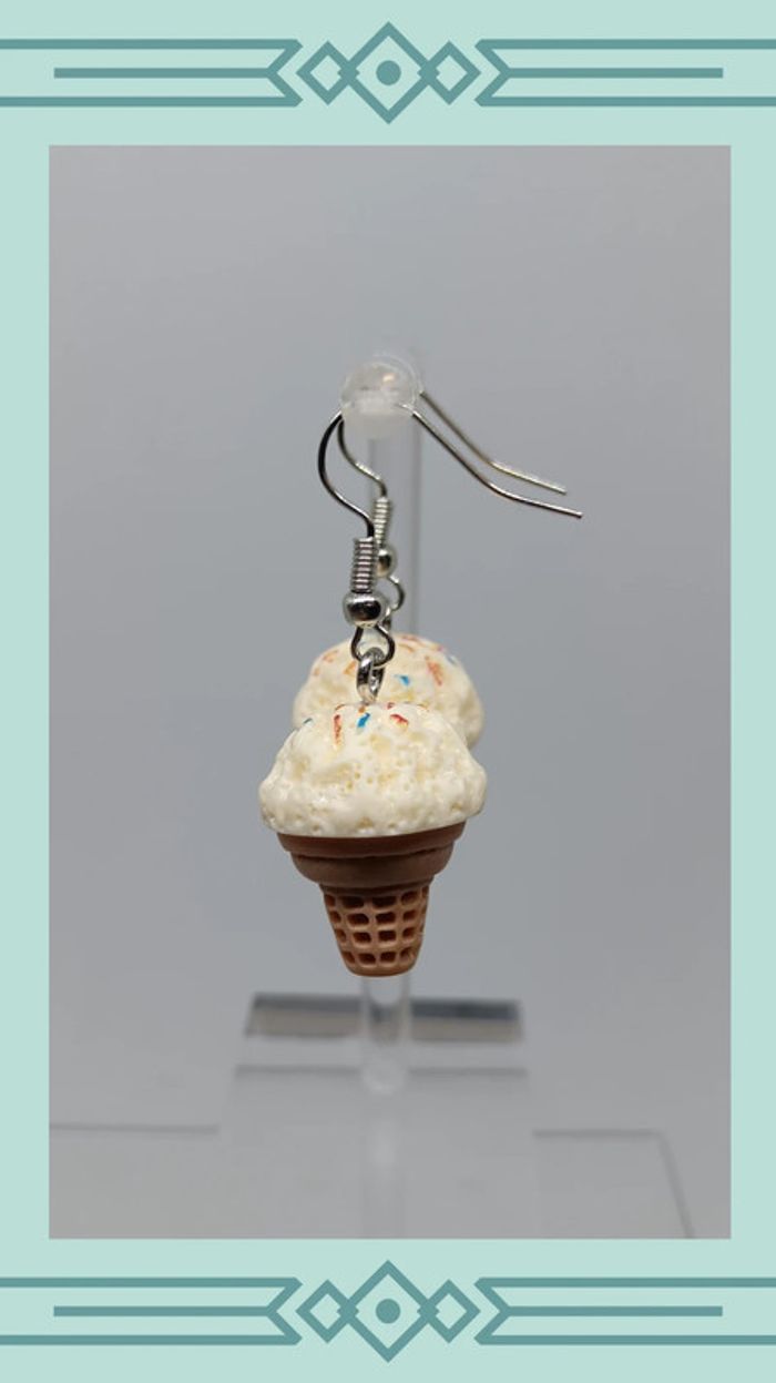 🍄 boucles d'oreilles cornet de glace - photo numéro 3