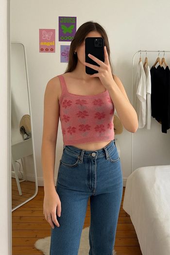 Crop top à fleurs rose et bleu – taille 36