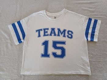 Tee-shirt blanc & bleu Tape à l'œil XS (réf perso G-Q65)(familleac72)