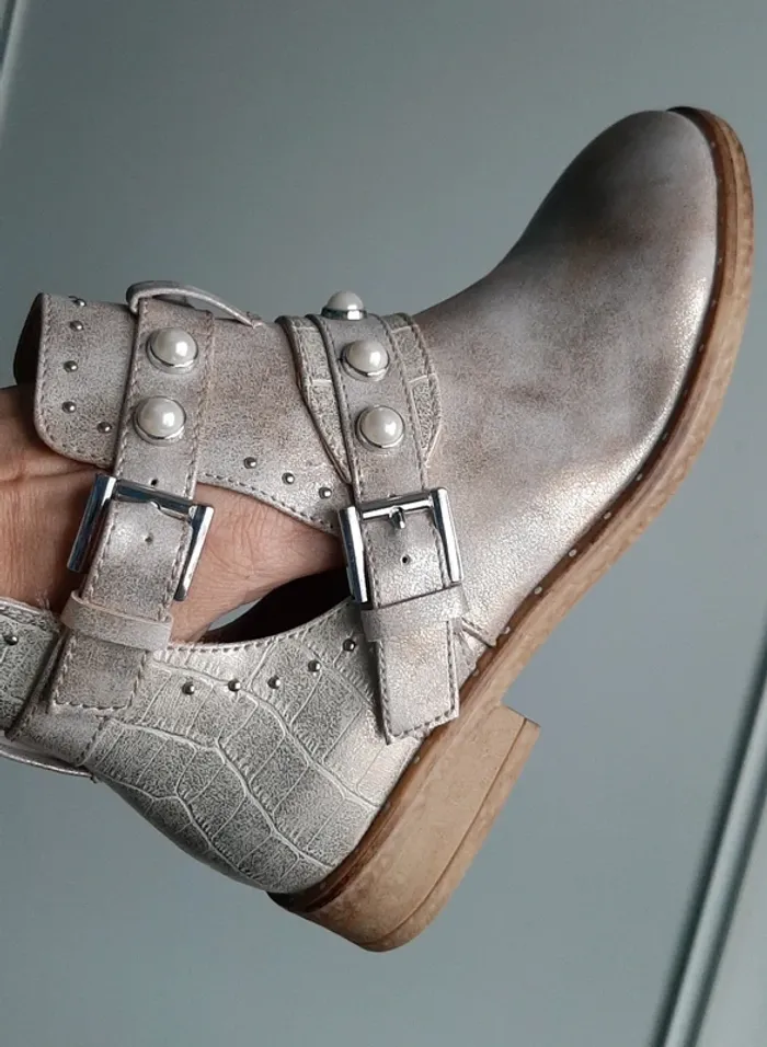 Bottines mi saison dorées - photo numéro 2