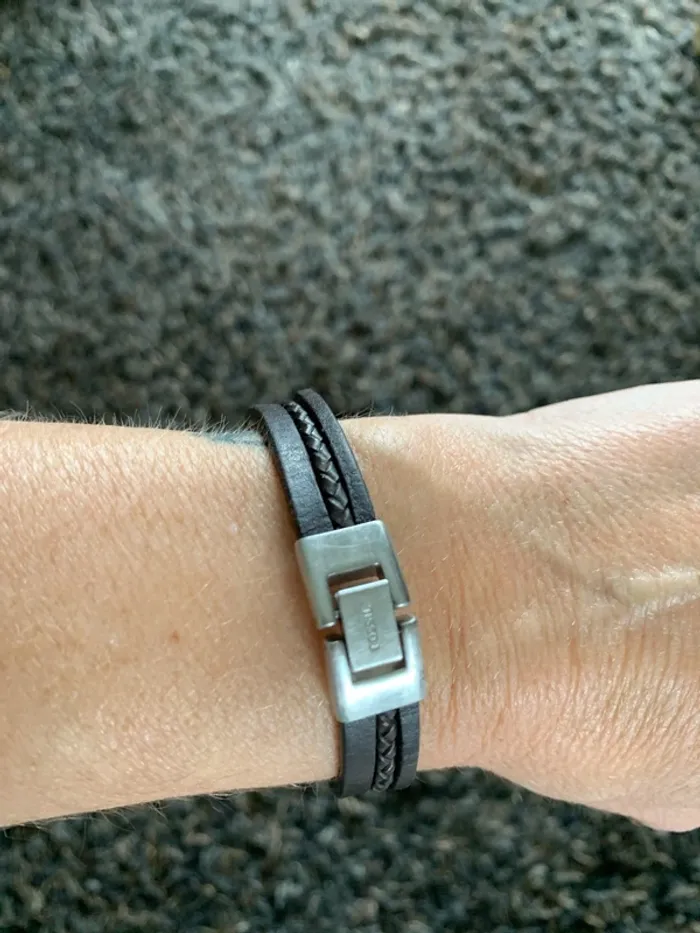 Bracelet cordon cuir homme marron foncé - photo numéro 3