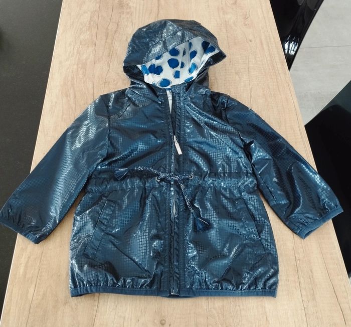 Parka cirée doublure jersey fille bleu marine nuit taille 12/18 mois 3 Pommes - photo numéro 2