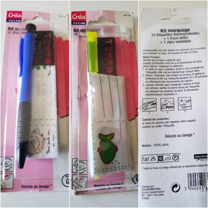 Lot de 2 kits de marquage pour vêtements et autres  neuf