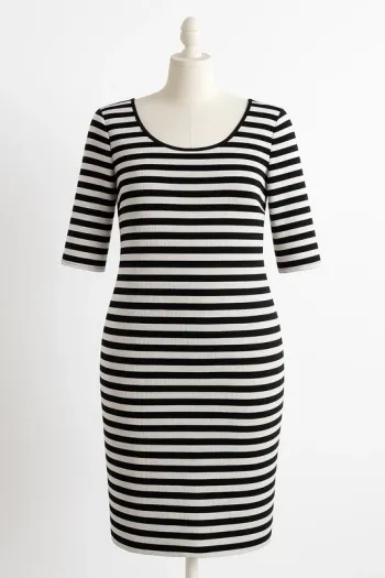 Robe à rayures noires et blanches – Taille 46