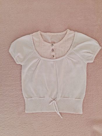 Pull manches courtes Cyrillus 3 ans rose clair effet chemisier