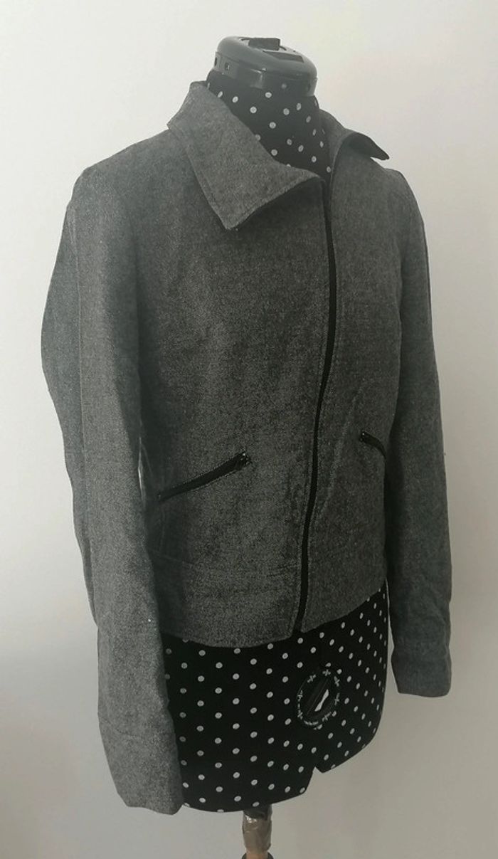 Veste / Blazer en laine gris foncé Taille 38 Promod - photo numéro 7