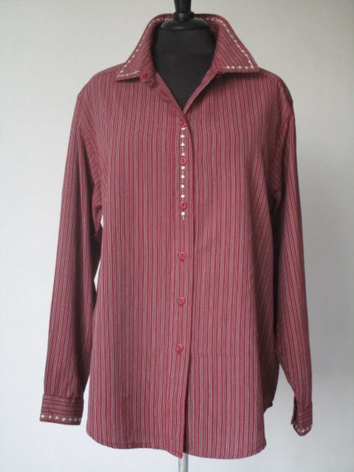 Chemise vintage rayée rouge/bordeaux 44 TBE - photo numéro 2