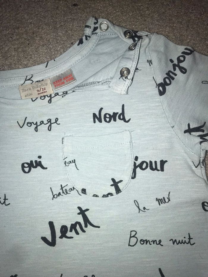 T-shirt Zara 9-12 mois bleu clair - photo numéro 3