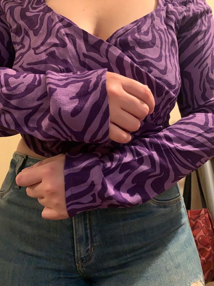 Crop top violet/mauve taille L - photo numéro 3