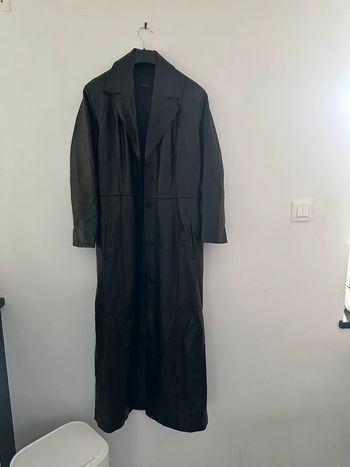 Veste longue en véritable cuir de vache