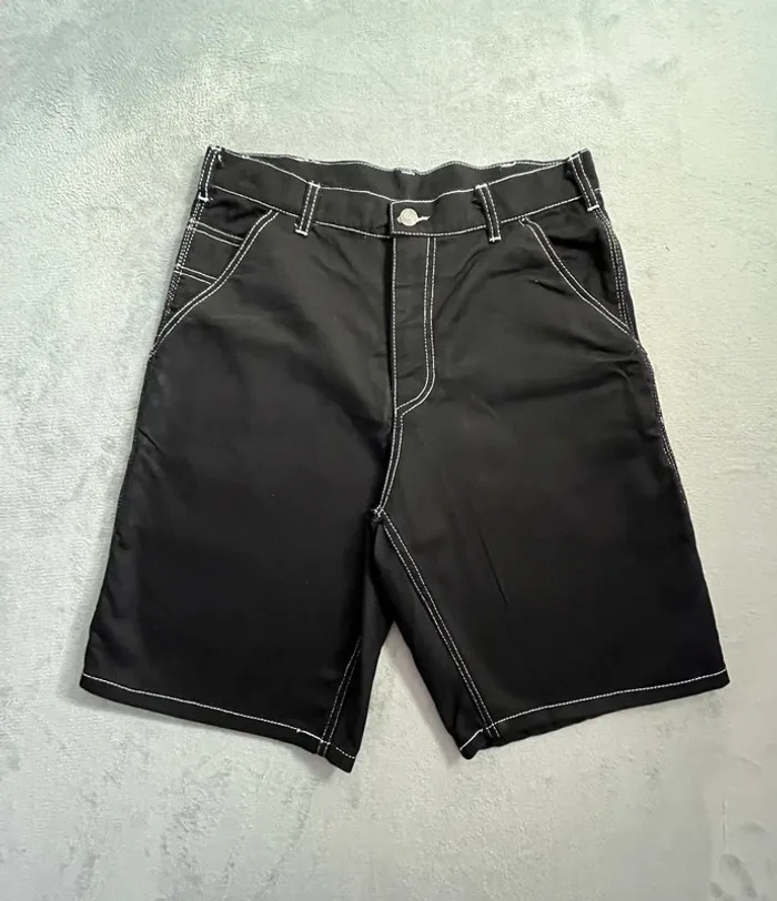 Short/Jort Stussy Black Embroidered White Big Logo Back – Taille L - photo numéro 4
