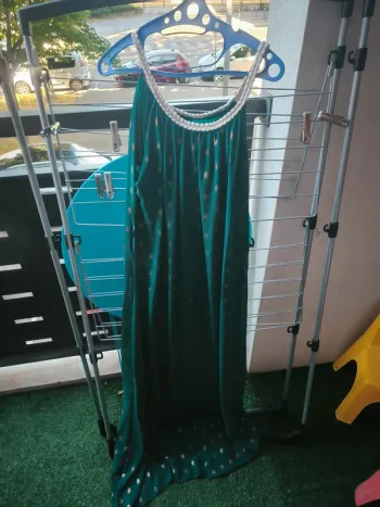 Robe verte canard et doré