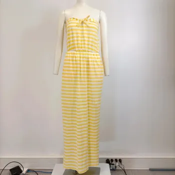 Robe longue rayée jaune et blanche bustier nœud CMT Atelier taille 38 A573