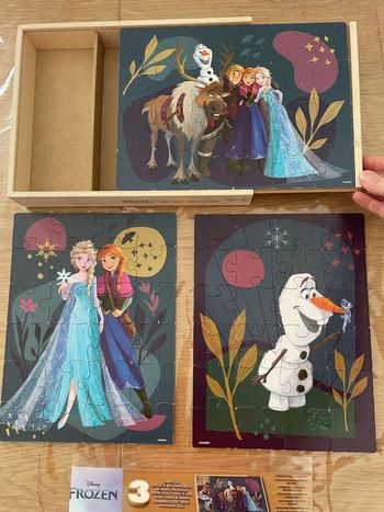 Lot 3 Puzzle en bois La reine des neiges Disney