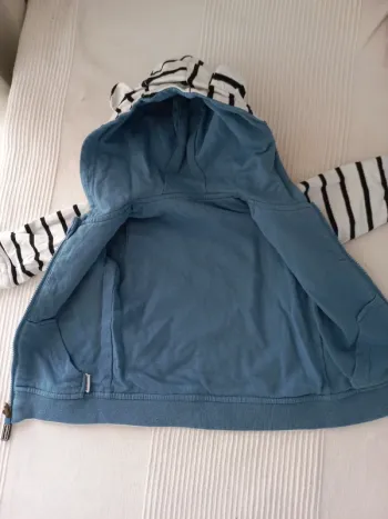 Blouson réversible bleu roi et bleu raye