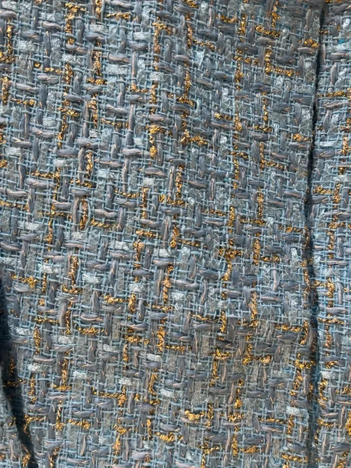 Superbe ensemble veste manches longues et Jupe à carreau élégant en tweed - photo numéro 3