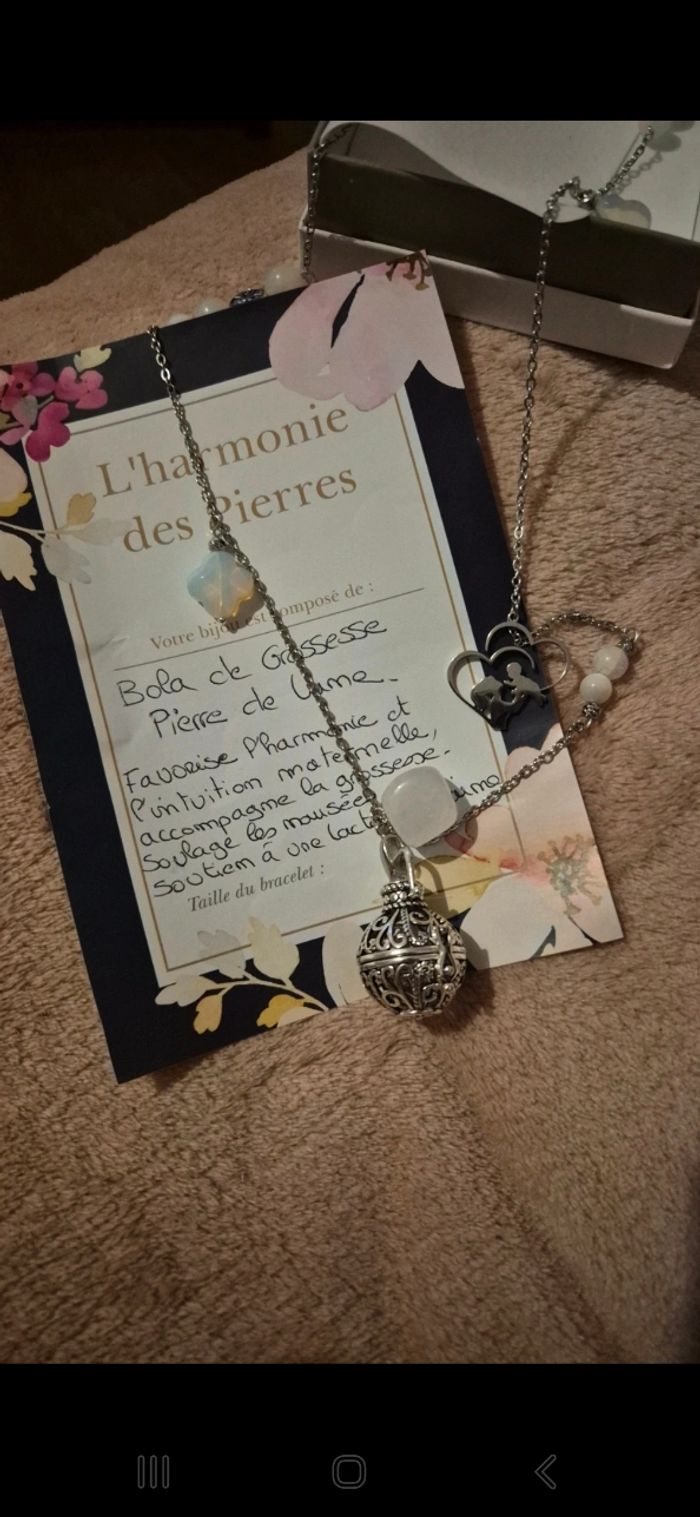 🤍 Bola de grossesse fait main – Pierre de lune - photo numéro 3