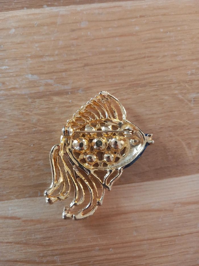 Broche vintage poisson émail et strass - photo numéro 2