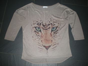 Haut (tee-shirt) manche 3 / 4 taille M / 38 Cache Cache motif tigre