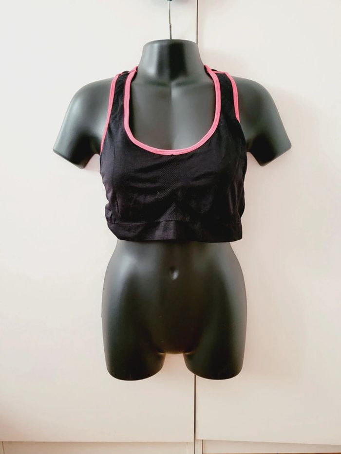 Haut sport brassière top Kaytan noir rose renforts poitrine taille L 40 activité yoga fitness