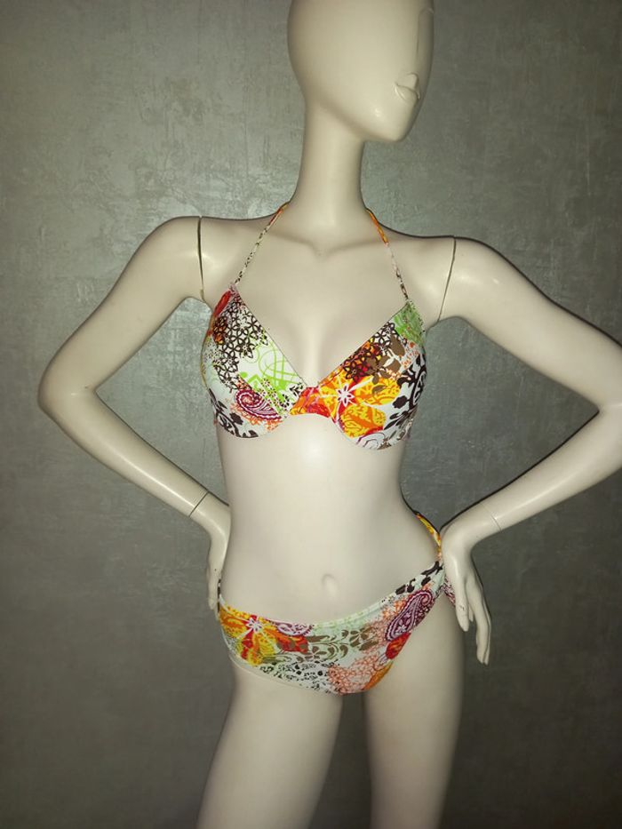 maillot de bain 2 pièces blanc et coloré influx taille 44