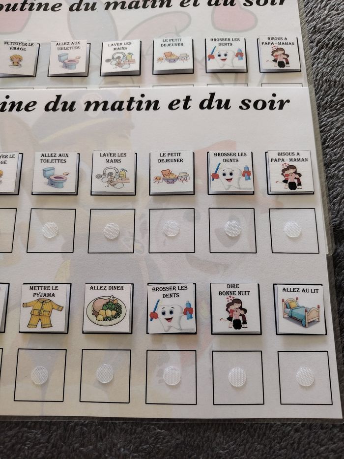 2 fiches plastifiées routine du matin et du soir - photo numéro 3