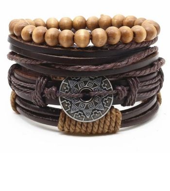 Bracelet marron cuir Tribal Homme Femme Neuf